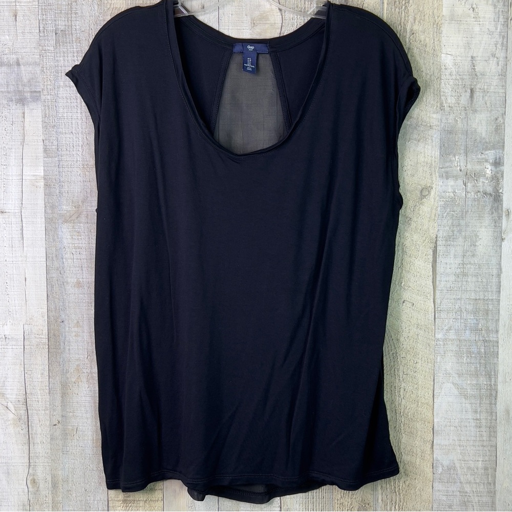Gap Athletic Large Burnout Sleeveless Top w/Back Sheer Panel Crewneck Bl…
